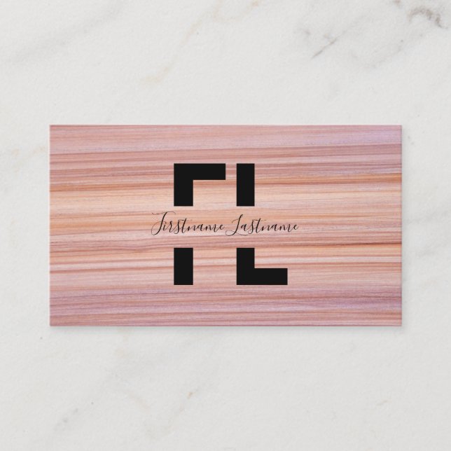 Rödmarmor, yta elegant, monogramremsor visitkort (Framsida)