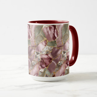 Rödmarmorerad mugg med gul ådra Elegant kaffekopp