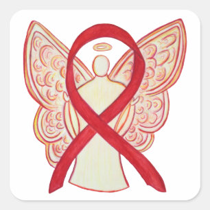 Rödmedvetandegrad Banderon Angel Art Decal Sticker Fyrkantigt Klistermärke
