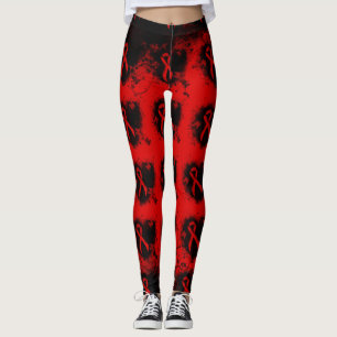 Rödmedvetenhet Band Grunge Heart Leggings