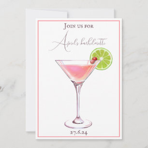 Rödmörkt rosa och aubergine klassisk cocktail inbjudningar