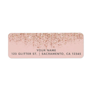 Rödmörkt Rosa & Roséguld Glitter Glam-fest Returadress Etikett
