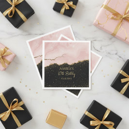 Rödmörnad Champagne Guld Glitter Abstrakt Akvarell Pappersservett