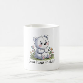 Rödmosig björn i en blomsterträdgård kaffemugg