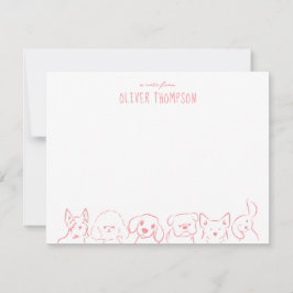 Rodna Anteckning Från Söt Hund Djur Skiss Notkort Anteckningskort