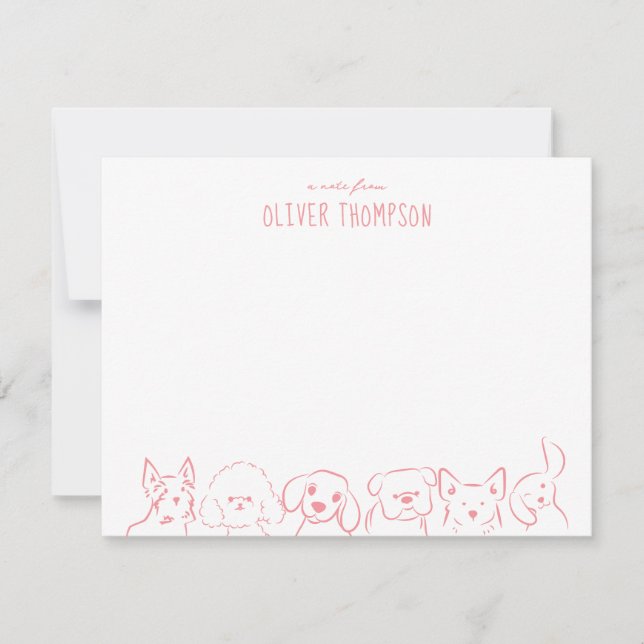 Rodna Anteckning Från Söta Hund Djur Skiss Notkort Anteckningskort (Framsida)