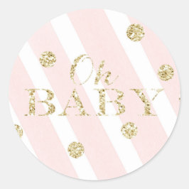 Rodna baby för rosa- och guldbaby shower | Oh Runt Klistermärke