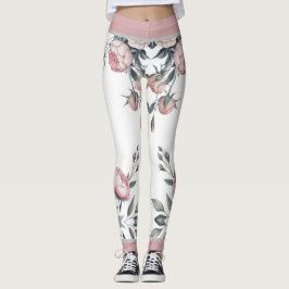 Rodna blå mjuk pastell rosa blommig leggings