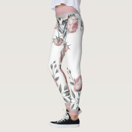 Rodna blå mjuk pastell rosa blommig leggings