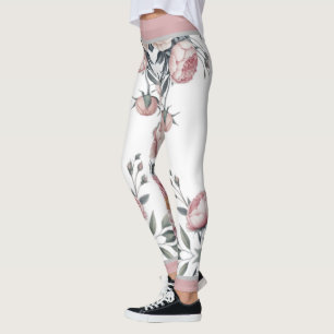 Rodna blå mjuk pastell rosa blommig leggings