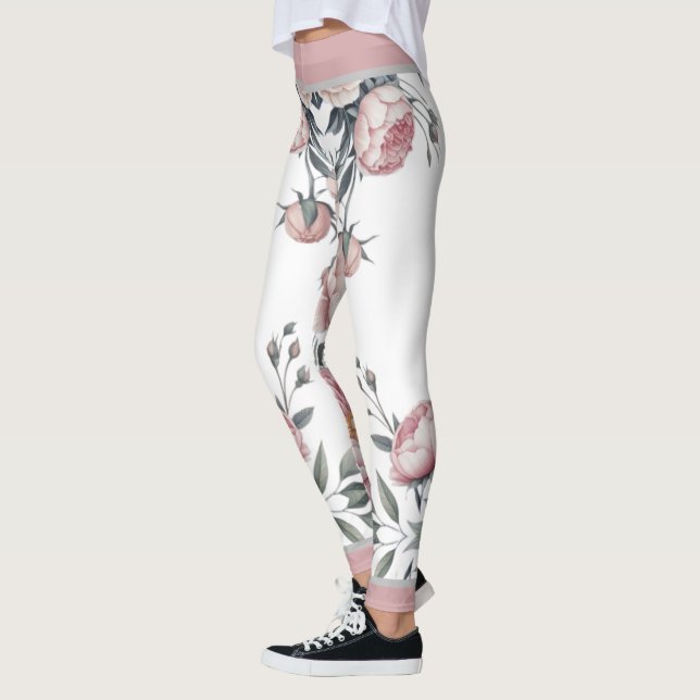 Rodna blå mjuk pastell rosa blommig leggings (Vänster)