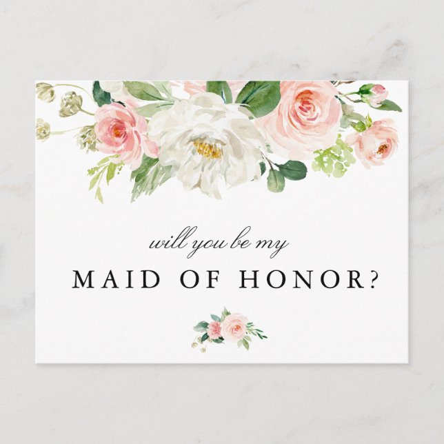 Rodna blommor vill du vara min brudtärna-kort inbjudan vykort (Framsida)