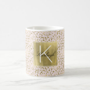 Rodna guld- djur tryckMonogram för rosor Kaffemugg