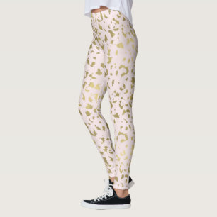Rodna guld- djurt tryck för rosor leggings