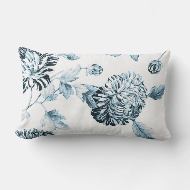 Rodna krickablått botaniska blom- Toile No.2 Lumbarkudde (Framsida)