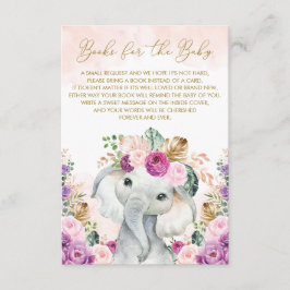 Rodna lila tropiska blommor Elefant Ta med en bok Tilläggskort
