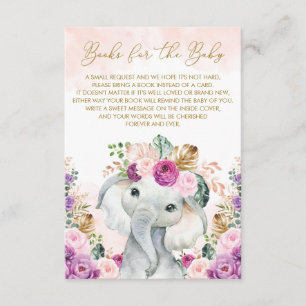 Rodna lila tropiska blommor Elefant Ta med en bok Tilläggskort