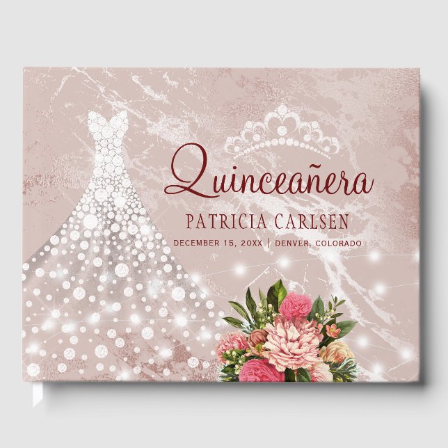 Rodna quinceanera för klänning för gästböcker (Framsida)