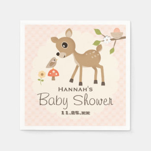 Rodna rosa baby shower för äggskogsmarkhjort pappersservett