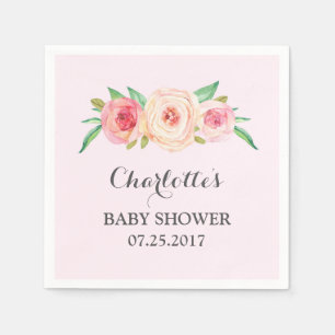 Rodna rosa blom- baby shower pappersservett