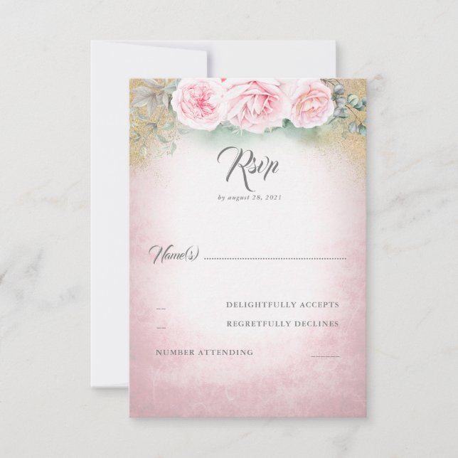 Rodna rosa blom- bröllop OSA Kort (Framsida)