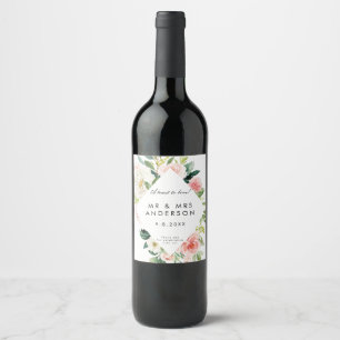 rodna rosa blom- bröllopsfestflaska vinflaska etikett