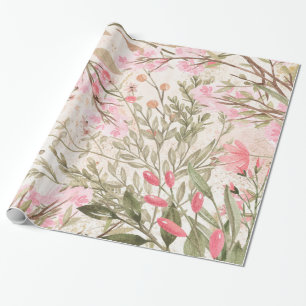 Rodna rosa blommigt för vattenfärg för presentpapper