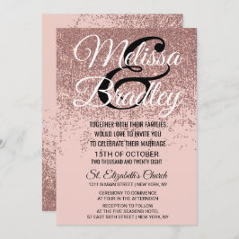 Rodna rosa bröllop för rosa guld- glitterSparkles Inbjudningar