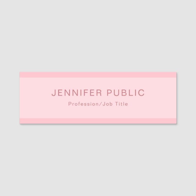 Rodna rosa enkel modern elegant idérik mall namnbricka (Framsida)