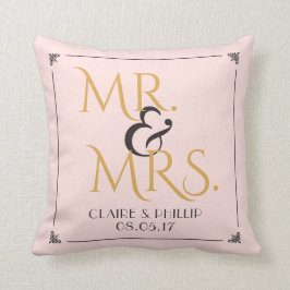 Rodna rosa guld | Herr & Fru Bröllop Minnessak Kudde