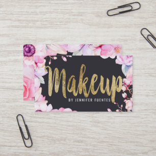 Rodna rosa guld- Makeupkonstnär för blommigt och Visitkort