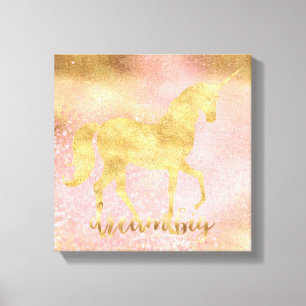 Rodna rosa Magical Unicorn för guld Canvastryck
