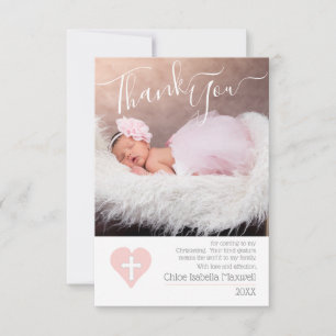 Rodna rosa tack för Christeningdopfoto Kort