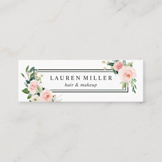 Rodna rosa vattenfärgblom mini visitkort (Framsida)