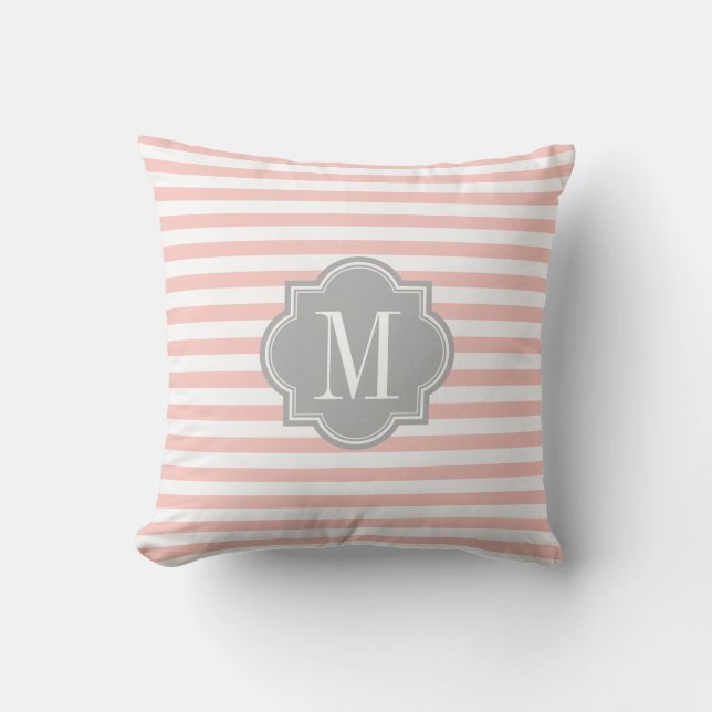 Rodna rosarandar med den gråa monogramen kudde (Framsida)