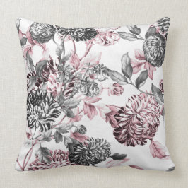 Rodna rosasvartvit botaniska blom- Toile Kudde