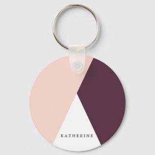 Rodna rosor för elegant & burgundy geometriska nyckelring