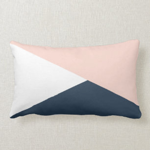 Rodna rosor för elegant & marinblåa geometriska lumbarkudde