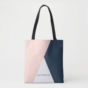 Rodna rosor för elegant & marinblåa geometriska tygkasse