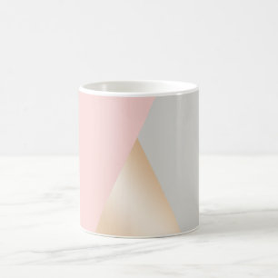 Rodna rosor, grå färg & rosa guld- geometriska kaffemugg
