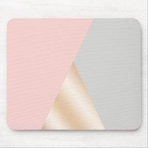 Rodna rosor, grå färg & rosa guld- geometriska musmatta