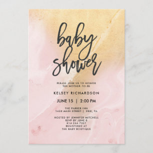 Rodna rosor och guld- baby shower för marmor inbjudningar