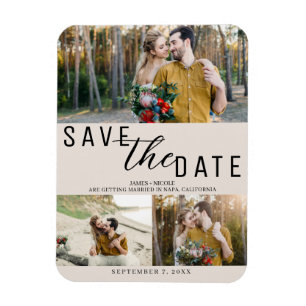 Rodna Save the Date Bröllop 3 Bilder Magnet