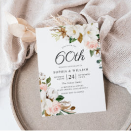 Rodna & Vita Blommor 60-års Bröllopsjubileum Inbjudningar