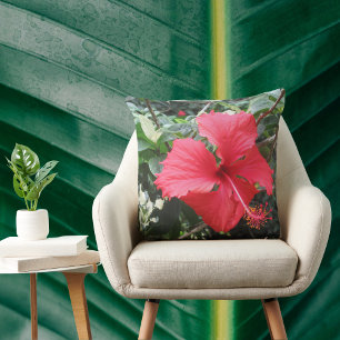 Rödnäbbad hibiscus tropisk kudde