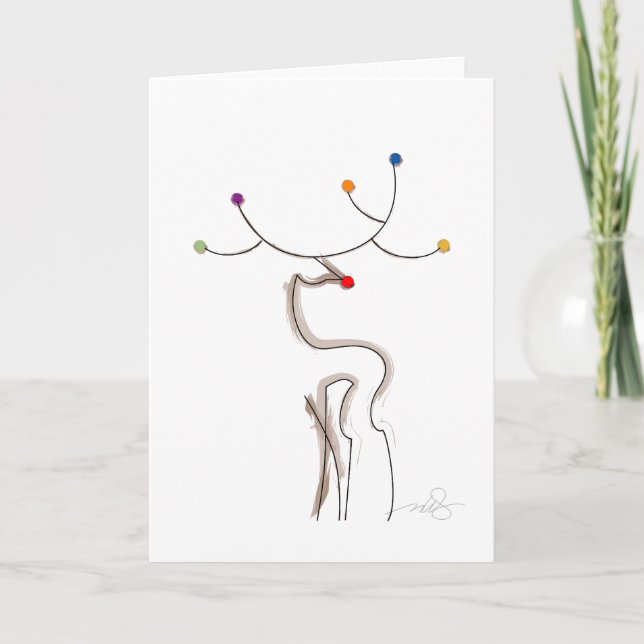 Rödnäbbad julrenare helgkort (Framsida)