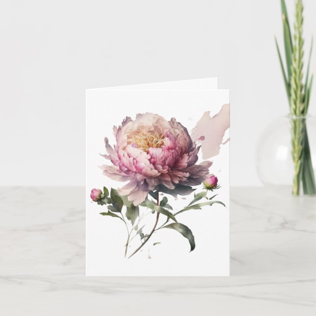 Rodnad Blommande Peony-kort Tack Kort (Framsida)