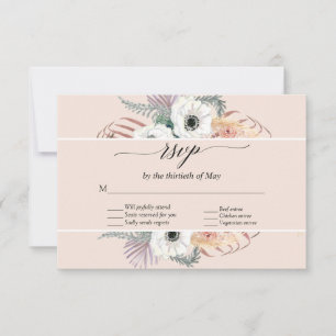 Rodnad Blommig Boho Pampas Gräs Palmblad RSVP OSA Kort
