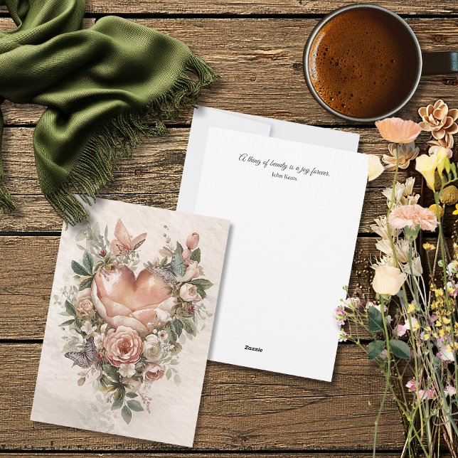 Rodnad Blommig Hjärtan Fjärilar och Lena Växter Julkort (Skapare uppladdad)