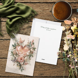 Rodnad Blommig Hjärtan Fjärilar och Mjuka Växter Julkort